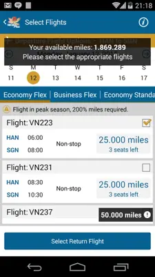 Vietnam Airlines android App screenshot 1